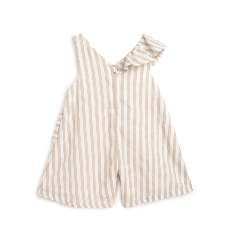 Girls Natural Striped Short Dungaree image number 1